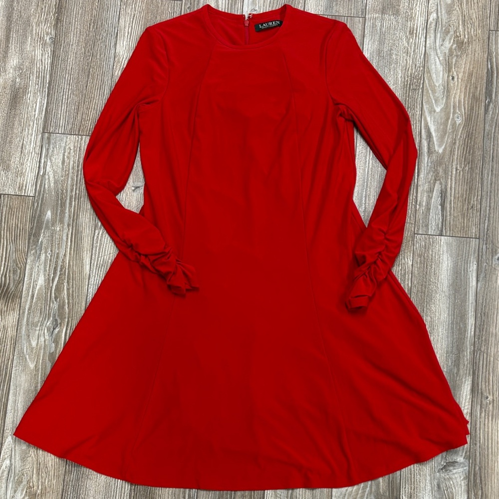 Lauren Ralph Lauren Long Ruch Sleeve Dress